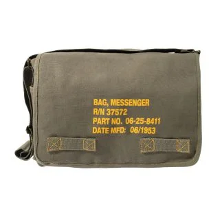 Heavyweight Canvas Classic Messenger Bag With Military Stencil 1